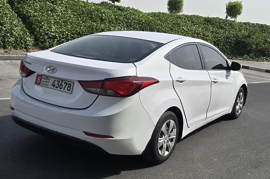 White Hyundai Elantra, rear view